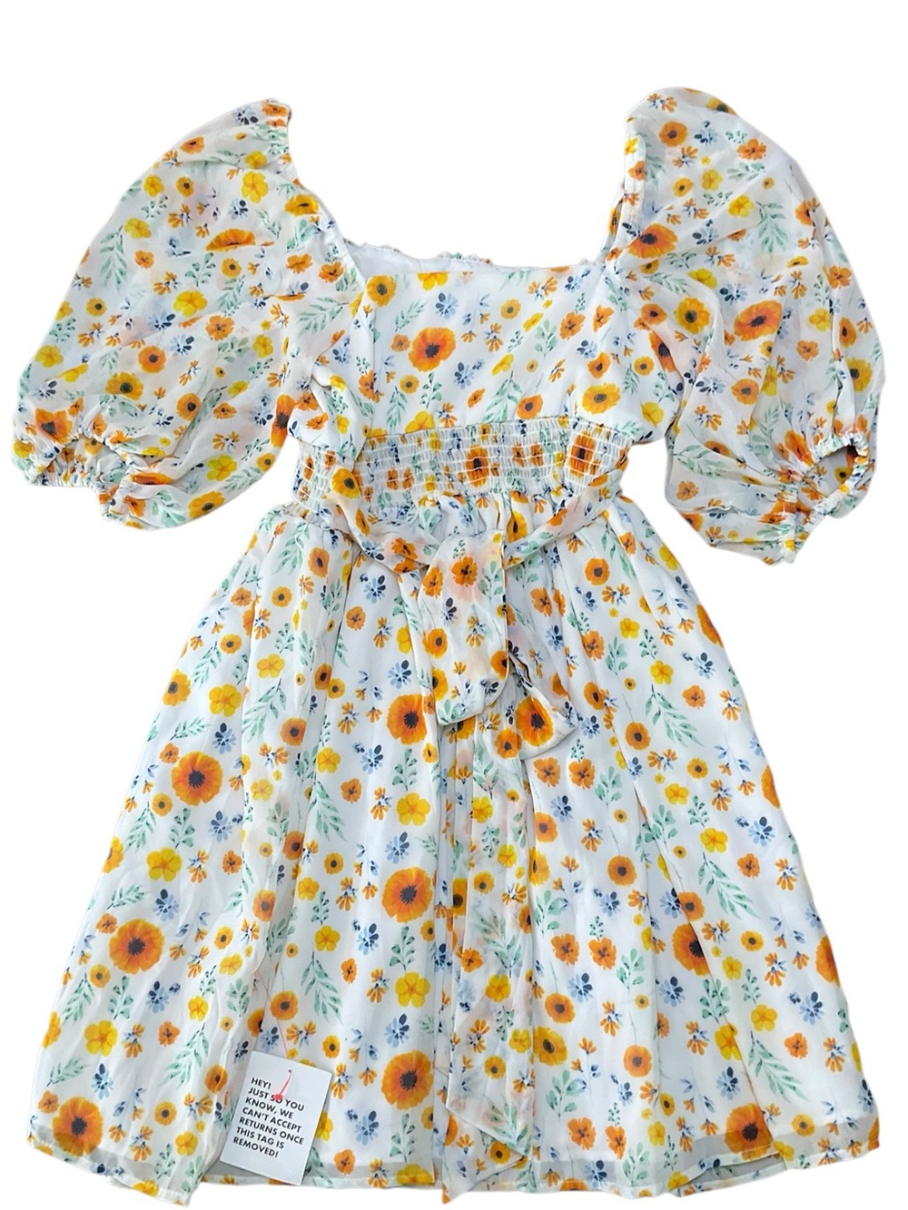ASOS Design Shirred waist belted mini Dress White Floral Size 10 NWT